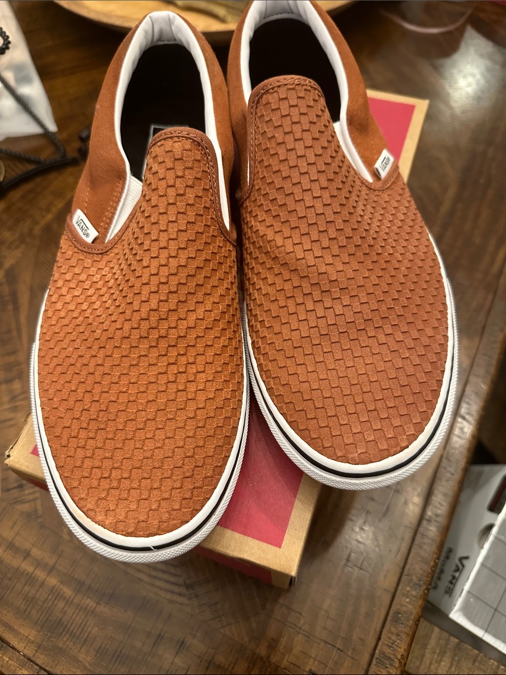 Vans Men’s Slip-On Loafers in Rust Orange